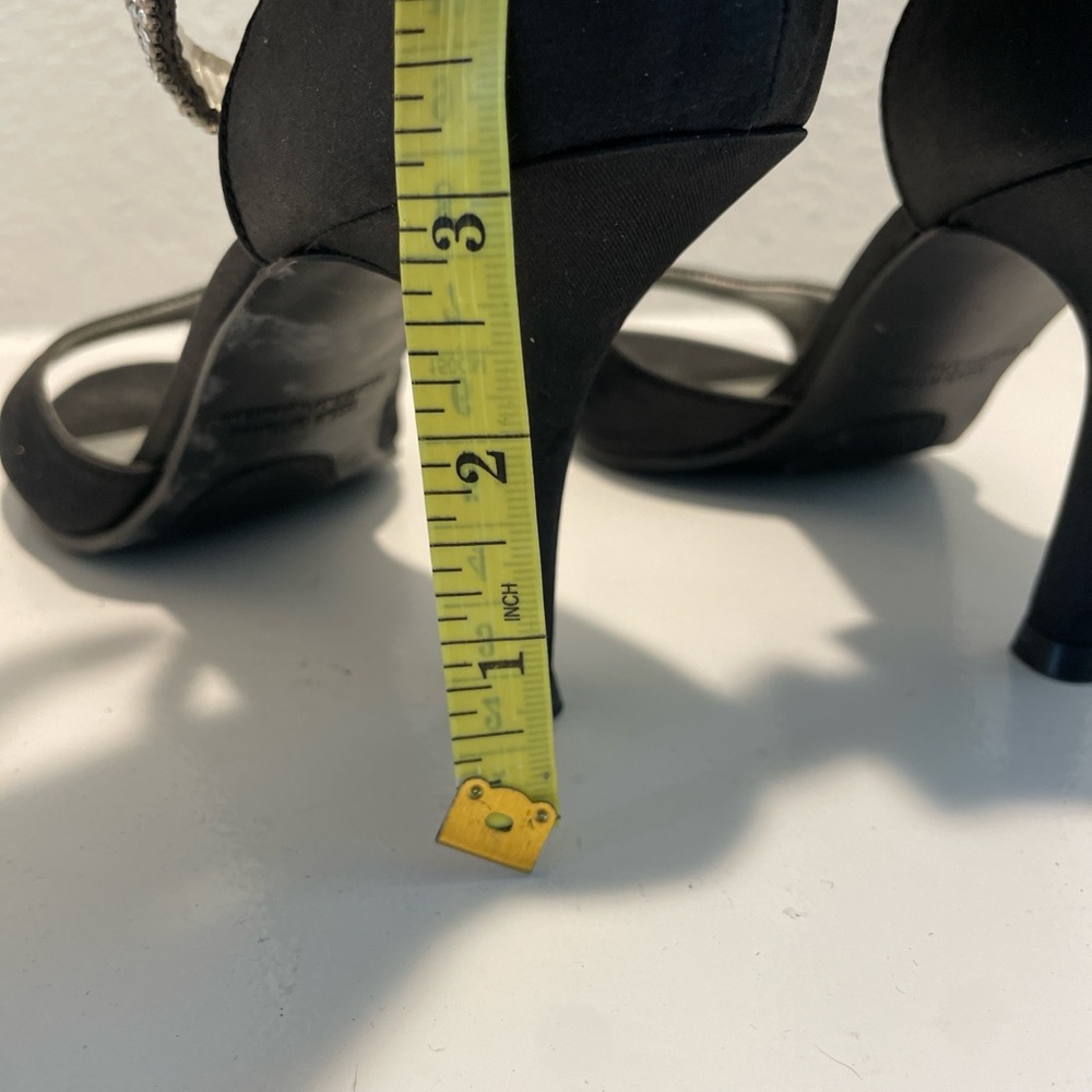 Rampage Black Satin Open-Toe Heels with Crystal Ankle Strap - Picture 5 of 8